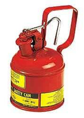 Justrite - 1 Qt Steel Type I Safety Can - 8-1/4" High x 4-3/8" Diam, Red - All Tool & Supply