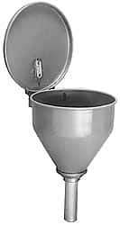 Justrite - 10" High x 10-3/4" Diam, Galvanized Steel, Self Closing Drum Funnel with Flame Arrester - 32" Arrester/Tube Length, 30 to 50 Gal Drum/Pail Capacity - All Tool & Supply