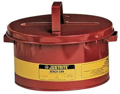 Justrite - 1 Gallon Capacity, Coated Steel, Red Bench Can - 4-1/2 Inch High x 9-3/8 Inch Diameter, 7-1/2 Inch Dasher Diameter - All Tool & Supply