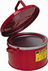 Justrite - 2 Gallon Capacity, Coated Steel, Red Bench Can - 5-7/8 Inch High x 11-1/2 Inch Diameter, 9-3/4 Inch Dasher Diameter - All Tool & Supply