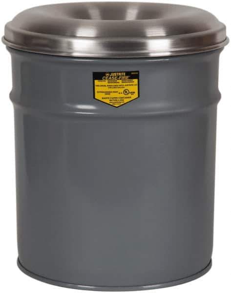 Justrite - 30 Gallon Fire Resistant Steel Drum - 19-1/4 Inch Outside Diameter, 29 Inch High, UL Standards - All Tool & Supply