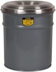 Justrite - 6 Gallon Fire Resistant Steel Drum - 11-3/4 Inch Outside Diameter, 15-3/4 Inch High, UL Standards - All Tool & Supply