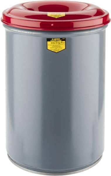 Justrite - 12 Gallon Complete Unit Fire Resistant Steel Drum and Head - 14-1/2 Inch Outside Diameter, 5-1/4 Inch Opening Diameter, 21 Inch High, FM and UL Standards - All Tool & Supply