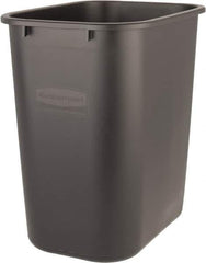 Rubbermaid - 28 Qt Black Rectangle Trash Can - Polyethylene, 15" High x 14-3/8" Long x 10-1/4" Wide - All Tool & Supply