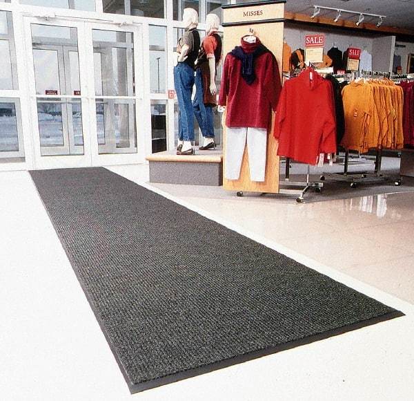 Notrax - 5 Ft. Long x 3 Ft. Wide, Blended Yarn Surface, Ribbed Entrance Matting - 3/8 Inch Thick, Indoor, Heavy Traffic, Vinyl, Charcoal, 4 Edged Side, Series 117 - All Tool & Supply