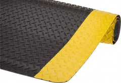 Wearwell - 5' Long x 3' Wide, Dry Environment, Anti-Fatigue Matting - Black with Yellow Borders, Vinyl with Nitrile Blend Base, Beveled on 4 Sides - All Tool & Supply