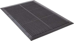 Wearwell - 3' Long x 2' Wide, Dry Environment, Anti-Fatigue Matting - Black, Natural Rubber with Rubber Base, Beveled on 4 Sides - All Tool & Supply