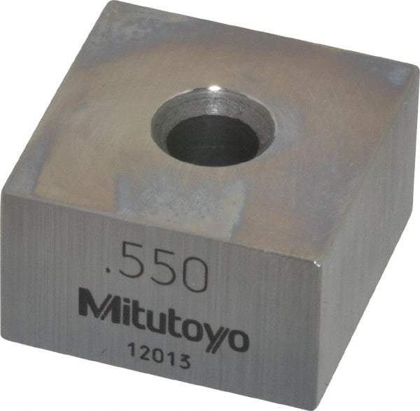 Mitutoyo - 0.55" Square Steel Gage Block - Accuracy Grade 0, Includes Certificate of Inspection - All Tool & Supply