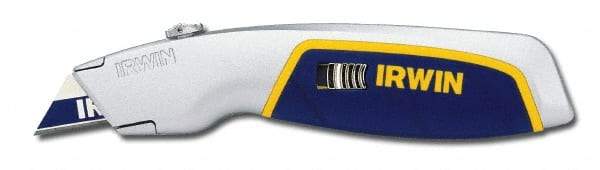 Irwin - Retractable Utility Knife - Silver & Blue Plastic Handle, 3 Blades Included - All Tool & Supply