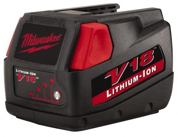 Milwaukee Tool - 18 Volt Lithium-Ion Power Tool Battery - 3 Ahr Capacity, 1 hr Charge Time, Series V18 - All Tool & Supply