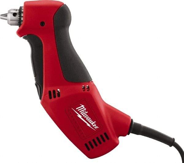 Milwaukee Tool - 3/8" Keyed Chuck, 1,300 RPM, Angled Handle Electric Drill - 3.5 Amps, 120 Volts, Reversible, Includes Chuck Key with Holder - All Tool & Supply