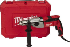 Milwaukee Tool - 120 Volt 1/2" Keyed Chuck Electric Hammer Drill - 0 to 24,000 & 0 to 56,000 BPM, 0 to 1,500 & 0 to 3,500 RPM - All Tool & Supply