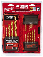 Milwaukee Tool - 9/64 to 1/2", 135° Point, Titanium Finish, Steel Jobber Length Drill Bit Set - All Tool & Supply