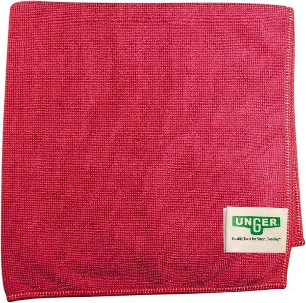 Unger - Flat Fold Microfiber Wipes - 16" x 15" Sheet Size, Red - All Tool & Supply