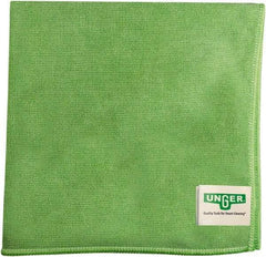 Unger - Flat Fold Microfiber Wipes - 16" x 15" Sheet Size, Green - All Tool & Supply