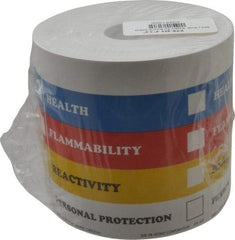 Made in USA - Health, Flammability, Reactivity, Personal Protection Shipping Label - 4" High x 4" Wide - All Tool & Supply