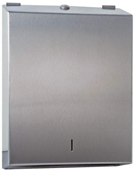 Made in USA - Manual, Stainless Steel Paper Towel Dispenser - 14-1/2" High x 11" Wide x 4" Deep, 2 Sleeves, Silver - All Tool & Supply