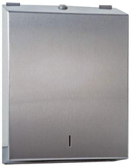 Made in USA - Manual, Stainless Steel Paper Towel Dispenser - 14-1/2" High x 11" Wide x 4" Deep, 2 Sleeves, Silver - All Tool & Supply