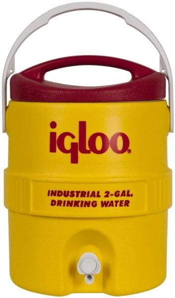 Igloo - 2 Gal Beverage Cooler - Plastic, Yellow/Red - All Tool & Supply