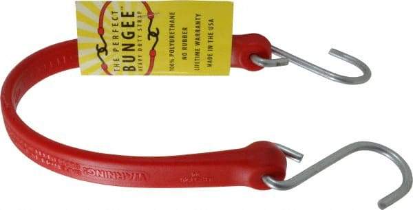 The Perfect Bungee - Heavy Duty Tie Down with S Hook - 18" OAL, Red - All Tool & Supply