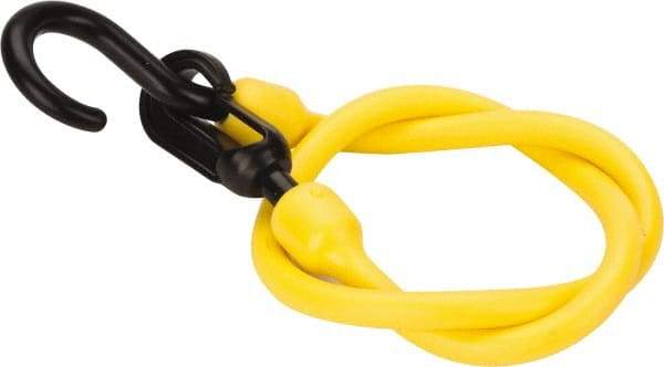 The Perfect Bungee - Light Duty Tie Down w/Clasp & Hook with Fixed Ends Hook & Safety Clasp - 24" OAL, Yellow - All Tool & Supply