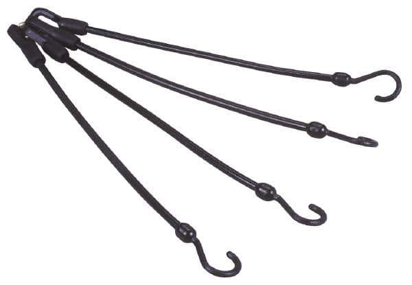 The Perfect Bungee - Stretch-n-Flex Web Tie Down with Molded in Hook & Safety Clasp - 18" OAL, Black - All Tool & Supply