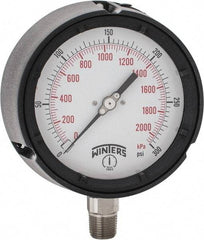 Winters - 4-1/2" Dial, 1/2 Thread, 0-300 Scale Range, Pressure Gauge - Lower Connection Mount, Accurate to 0.5% of Scale - All Tool & Supply