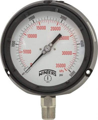 Winters - 4-1/2" Dial, 1/2 Thread, 0-5,000 Scale Range, Pressure Gauge - Lower Connection Mount, Accurate to 0.5% of Scale - All Tool & Supply