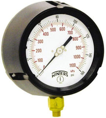 Winters - 4-1/2" Dial, 1/4 Thread, 0-600 Scale Range, Pressure Gauge - Lower Connection Mount, Accurate to 0.5% of Scale - All Tool & Supply