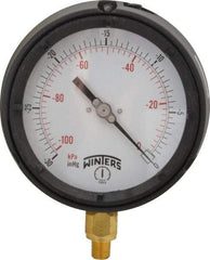 Winters - 4-1/2" Dial, 1/4 Thread, 30-0 Scale Range, Pressure Gauge - Lower Connection Mount, Accurate to 0.5% of Scale - All Tool & Supply