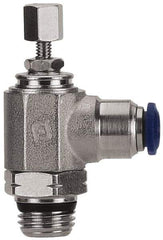 Value Collection - 1/4" Pipe, Angled Miniature Needle Valve - Buna Seal, Male x Push to Connect Ends, Nickel Plated Brass Valve, 145 Max psi - All Tool & Supply