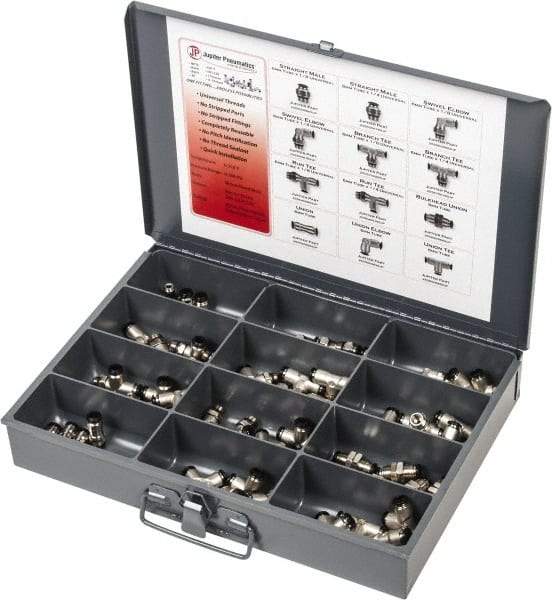 Value Collection - 36 Piece, Push to Connect Fitting Kit - Mixed Universal Threads, 12mm Tube - All Tool & Supply