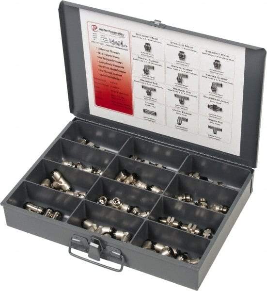 Value Collection - 60 Piece, Push to Connect Fitting Kit - Mixed Universal Threads, 8mm Tube - All Tool & Supply