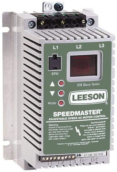 Leeson - Single Phase, 208-240 Volt, 1/2 hp, Frequency Drive, Inverter & Speed Control - 3.64" Wide x 3.26" Deep x 5-3/4" High, Open Chassis - All Tool & Supply