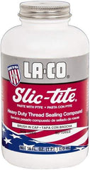 LA-CO - 1 Pt Brush Top Can White Thread Sealant - Paste with PTFE, 500°F Max Working Temp, For Metal, PVC, CPVC & ABS Plastic Pipe Threads - All Tool & Supply