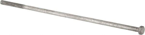 Value Collection - 7/8-9 Thread, 30" Length Under Head, Steel Hex Head Bolt - Hot Dipped Galvanized Coated, UNC Thread, ASTM A307, Grade 2 - All Tool & Supply