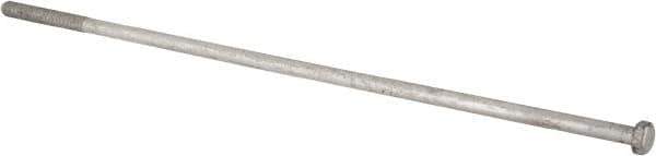 Value Collection - 7/8-9 Thread, 36" Length Under Head, Steel Hex Head Bolt - Hot Dipped Galvanized Coated, UNC Thread, ASTM A307, Grade 2 - All Tool & Supply