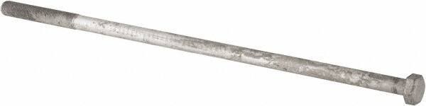 Value Collection - 1-8 Thread, 28" Length Under Head, Steel Hex Head Bolt - Hot Dipped Galvanized Coated, UNC Thread, ASTM A307, Grade 2 - All Tool & Supply