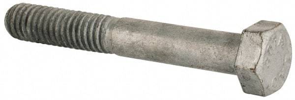 Value Collection - 5/16-18 Thread, 2-1/4" Length Under Head, Steel Hex Head Bolt - Hot Dipped Galvanized Coated, UNC Thread, ASTM A307, Grade 2 - All Tool & Supply