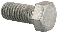 Value Collection - 7/16-14 Thread, 1" Length Under Head, Steel Hex Head Bolt - Hot Dipped Galvanized Coated, UNC Thread, ASTM A307, Grade 2 - All Tool & Supply