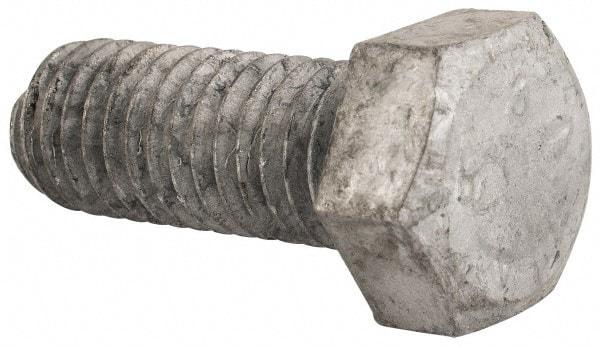 Value Collection - 1/2-13 Thread, 1-1/4" Length Under Head, Steel Hex Head Bolt - Hot Dipped Galvanized Coated, UNC Thread, ASTM A307, Grade 2 - All Tool & Supply