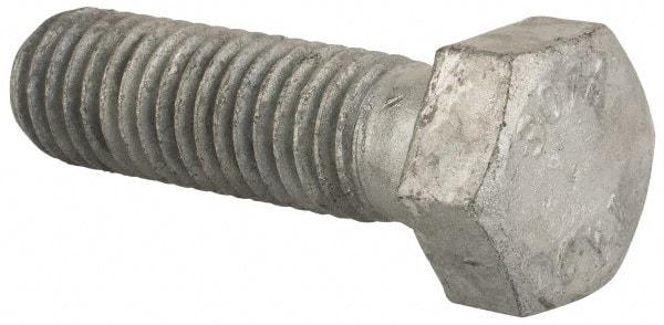 Value Collection - 1/2-13 Thread, 1-3/4" Length Under Head, Steel Hex Head Bolt - Hot Dipped Galvanized Coated, UNC Thread, ASTM A307, Grade 2 - All Tool & Supply