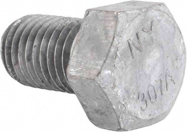 Value Collection - 3/4-10 Thread, 1-1/4" Length Under Head, Steel Hex Head Bolt - Hot Dipped Galvanized Coated, UNC Thread, ASTM A307, Grade 2 - All Tool & Supply