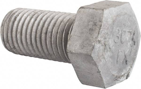 Value Collection - 7/8-9 Thread, 1-3/4" Length Under Head, Steel Hex Head Bolt - Hot Dipped Galvanized Coated, UNC Thread, ASTM A307, Grade 2 - All Tool & Supply