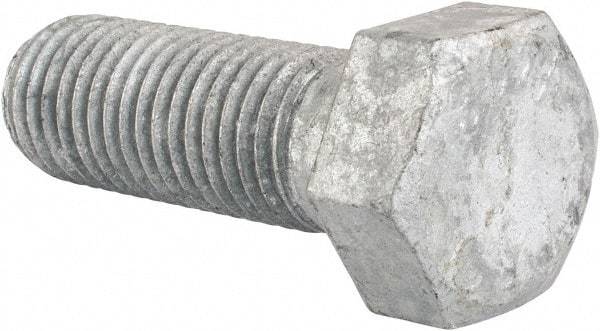 Value Collection - 7/8-9 Thread, 2-1/2" Length Under Head, Steel Hex Head Bolt - Hot Dipped Galvanized Coated, UNC Thread, ASTM A307, Grade 2 - All Tool & Supply