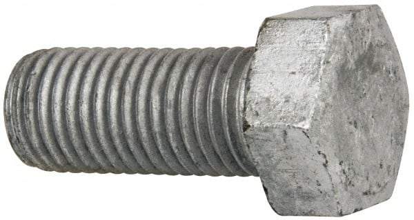 Value Collection - 1-8 Thread, 2-1/4" Length Under Head, Steel Hex Head Bolt - Hot Dipped Galvanized Coated, UNC Thread, ASTM A307, Grade 2 - All Tool & Supply