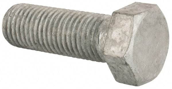 Value Collection - 1-8 Thread, 3" Length Under Head, Steel Hex Head Bolt - Hot Dipped Galvanized Coated, UNC Thread, ASTM A307, Grade 2 - All Tool & Supply