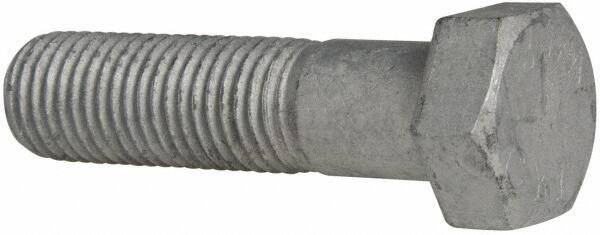 Value Collection - 1-8 Thread, 4" Length Under Head, Steel Hex Head Bolt - Hot Dipped Galvanized Coated, UNC Thread, ASTM A307, Grade 2 - All Tool & Supply