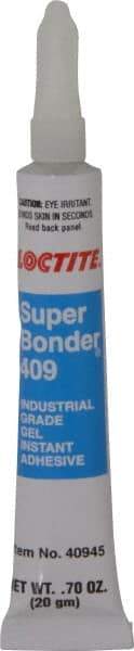 Loctite - 0.70 oz Tube Clear Instant Adhesive - Series 409, 75 sec Working Time, 24 hr Full Cure Time, Bonds to Metal, Plastic & Rubber - All Tool & Supply