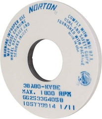 Norton - 14" Diam x 5" Hole x 1" Thick, K Hardness, 80 Grit Surface Grinding Wheel - Aluminum Oxide, Type 1, Medium Grade, 1,800 Max RPM, Vitrified Bond, No Recess - All Tool & Supply